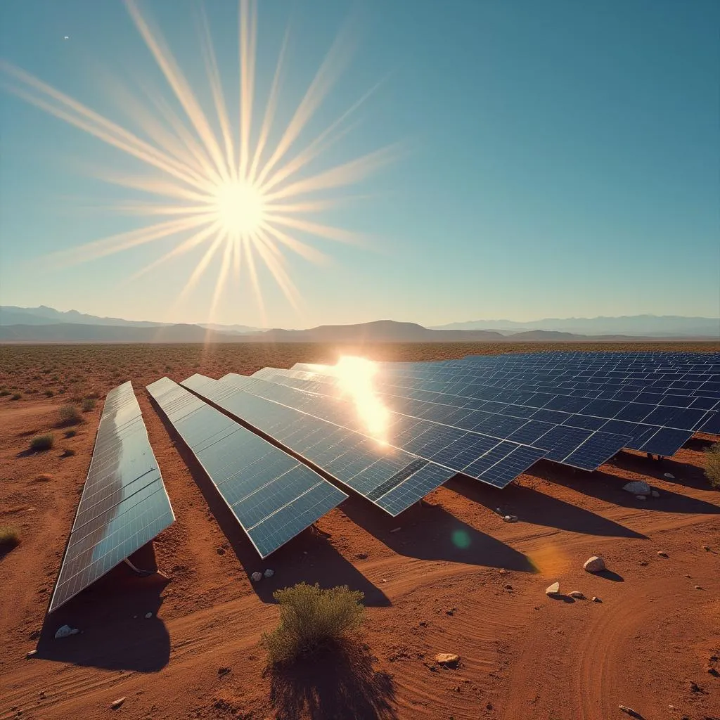 Paneles solares en desierto